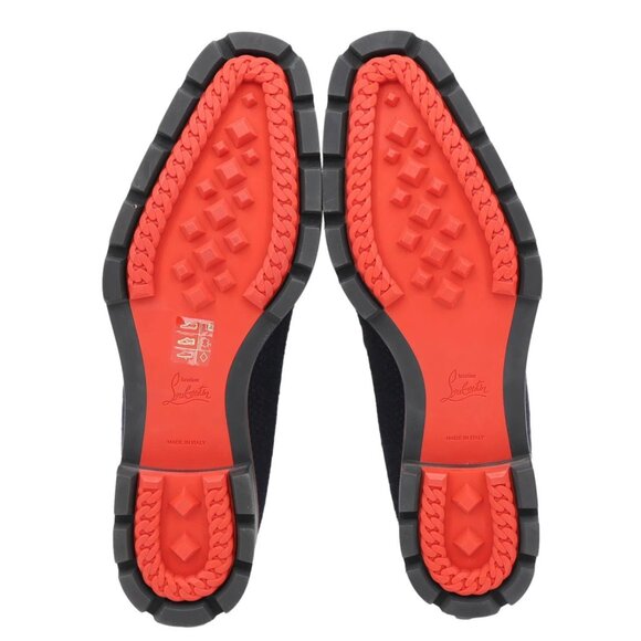 Christian Louboutin  Rossini Spike Tassel Tweed Loafer Navy Blue - Picture 8 of 12